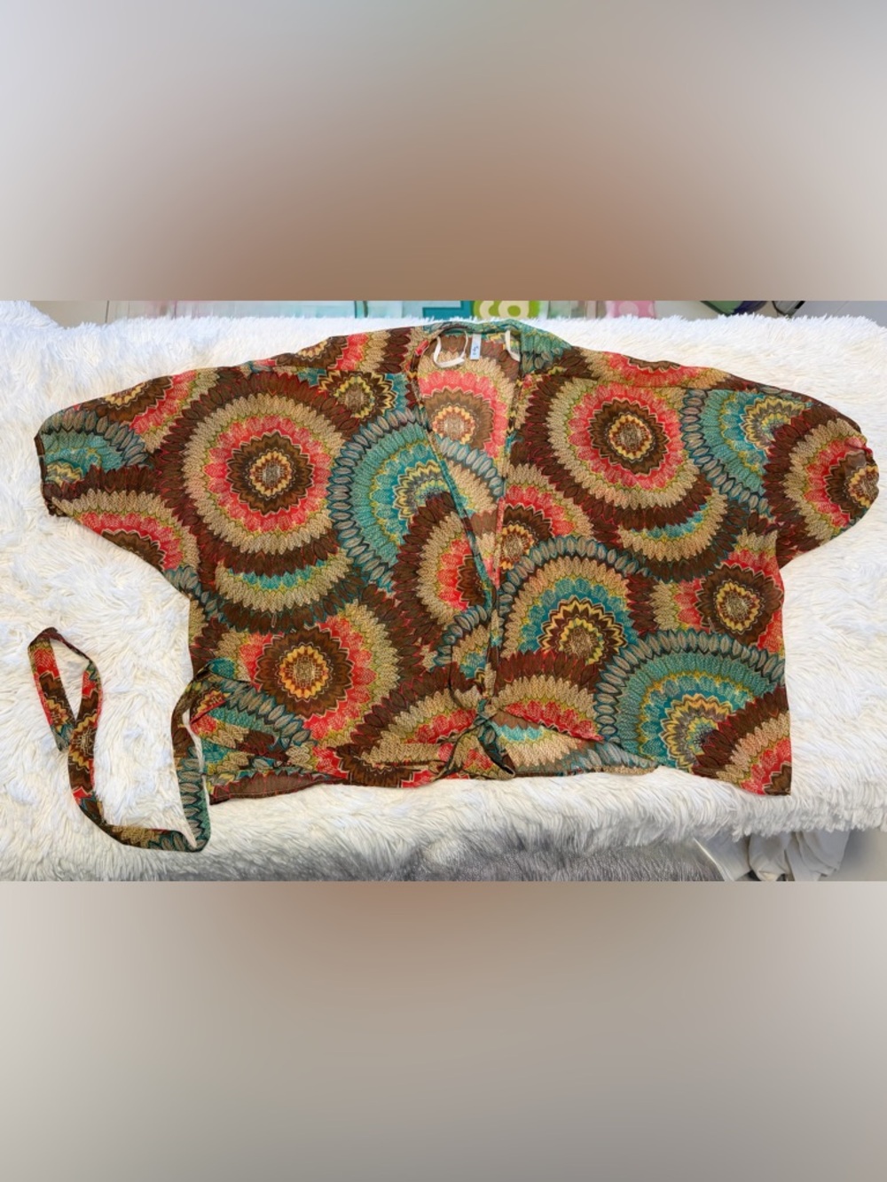 Colorful Medallion Print Lightweight Kimono